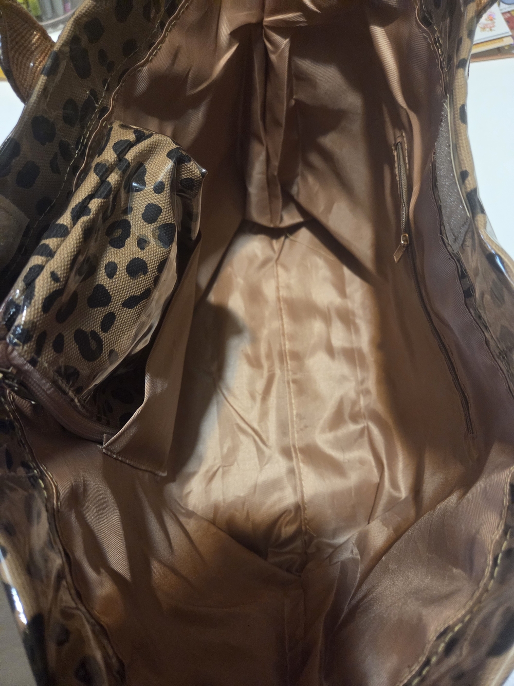 Leopard Print Tote Bag - Brown/Black - Picture 7 of 9